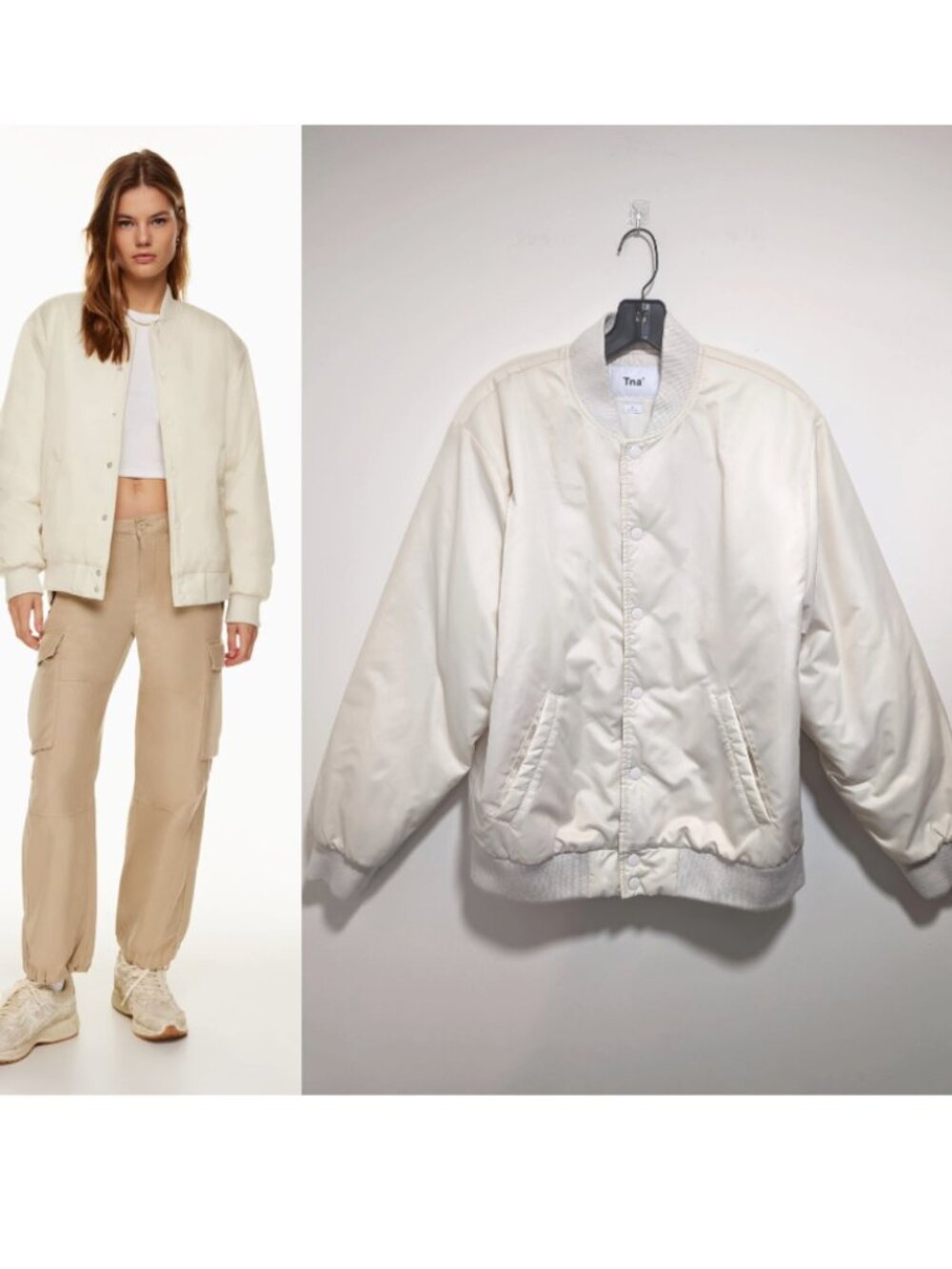 Aritzia Tna | Stadium Jacket In Whisper White